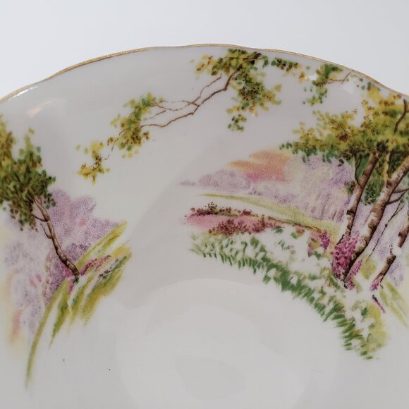 Vintage Aynsley English Bone China Cobalt Cup Saucer Woodland Scene Rare - Picture 4 of 10